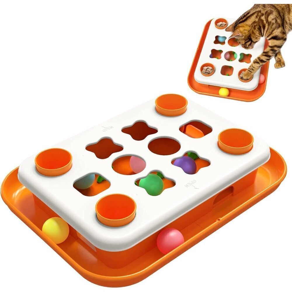 AUTENS Cat Toy Puzzle Track Ball Feeder Interactive Chase Exercise Treat Hunting